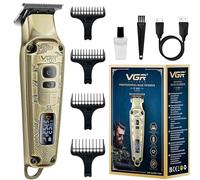 VGR Regolabarba elettrico da uomo, ricaricabile tramite USB, batteria da 240 min, lame in ceramica, 7000 giri/min, tagliacapelli senza fili, per la cura professionale di barba corta, collo, basette,