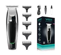 VGR Tagliacapelli per Uomo, rasatura elettrica Professionale a Basso Rumore Senza Filo USB Ricaricabile per Incisione, tagliacapelli Testa Olio, Calvo, Barba, tagliacapelli,Nero
