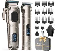 VGRPRO Set Tagliacapelli uomo professionale e Trimmer Capelli, Con Custodia | Kit Taglia capelli per uomo Elettrico,Senza Fili Macchinetta per Capelli,11 pettine fade, Silenziosa 70dB, Display LED