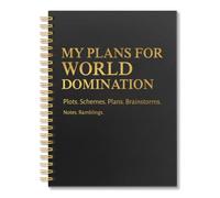 Vgrti My Plans for World Domination Funny Black Spiral Notebook for Work | Divertenti quaderni da ufficio per colleghi adulti, umorismo lavoro, bavaglio regali per donne, uomini, amici, colleghi, capo
