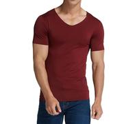 VgueElegc T-shirt con scollo a V da uomo intimo a maniche corte slim fit sottocamicia con scollo a V, rosso, M