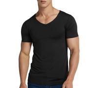 VgueElegc T-shirt con scollo a V da uomo intimo a maniche corte slim fit sottocamicia con scollo a V, Nero , M