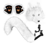 Vgvgaj Coda e orecchie di lupo | Costume costume costume da lupo finta pelliccia | abbigliamento cosplay animale da donna per festa carnevale Halloween Natale | spettacolo panoramico gioco di ruolo