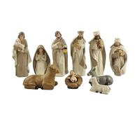 Vgvgaj Set di 10 statuette per presepe di Natale con Maria Giuseppe Gesù Bambino 3 re Pastori Personaggi in resina Presepe Natale o Completa il tuo portale presepe