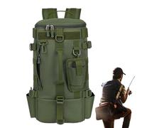 Vgvgaj Zaino da,Borsa da attrezzatura da con supporto per canna - Borsa impermeabile per esche, escursionismo, moto, viaggi, kayak, pic-nic, campeggio, Verde militare, Se référer au descriptif