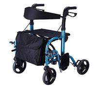 VGVSBG Deambulatore Pieghevole, Bastone da Passeggio, deambulatori Deambulatore per Anziani Carrello per la Spesa Blu Regolabile in Altezza Sedia a rotelle Manuale Pieghevole Deambulatore multifunz