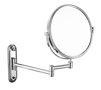VGVSBG Specchio per Trucco a Parete, Specchio da Barba ingranditore bifacciale in Ottone da 8 Pollici, Specchio cosmetico Girevole Estensibile per Bagno, Cromato, 7X