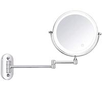 VGVSBG Specchio per Trucco a Parete Specchio per Trucco Illuminato da 8 Pollici Specchio cosmetico Cromato a Doppia Faccia con ingrandimento 3X a Parete a LED