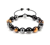 VGWON Bracciale per Uomo e Donna, Protezione Tripla 8mm Nero Blu Ematite | Bracciale Occhio di Tigre Guarigione Braccialetti di Perle Pietra Naturale Regalo Uomo Donna Porta Fortuna e Prosperità