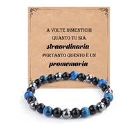 VGWON Bracciale Uomo, Idee Regalo Uomo, Bracciale Perle Pietra Naturale | 8mm Ossidiana Ematite Occhio di Tigre, Regalo Natale Compleanno per Uomo Figlio Fratello Porta Fortuna Prospérité