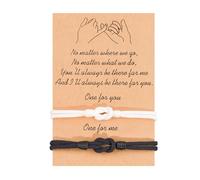 VGWON Bracciali Coppia, Bracciali Amicizia, Regalo Coppia Originale, Braccialetti Nodo D'amore, Regalo per Fidanzato, Fidanzata, Sorella, Amica, 2 Braccialetti Bianco e Nero Abbinati Fatti a Mano