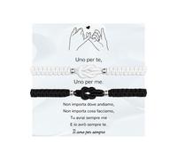 VGWON Bracciali Coppia, Bracciali Amicizia, Regalo Coppia Originale, Braccialetti Nodo D'amore, Regalo per Fidanzato, Fidanzata, Sorella, Amica, 2 Braccialetti Bianco e Nero Abbinati Fatti a Mano