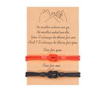 VGWON Bracciali Coppia, Bracciali Amicizia, Regalo Coppia Originale, Braccialetti Nodo D'amore, Regalo per Fidanzato, Fidanzata, Sorella, Amica, 2 Braccialetti Rosso e Nero Abbinati Fatti a Mano