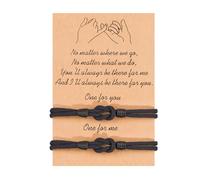 VGWON Bracciali Coppia, Bracciali Amicizia, Regalo Coppia Originale, Braccialetti Nodo D'amore, Regalo per Fidanzato, Fidanzata, Sorella, Amica, 2 Braccialetti Nero Abbinati Fatti a Mano