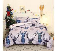 Vgzsyomqib Natalizio Set Copripiumino Letto Matrimoniale Completo 1 Sacco Copripiumino 200x200 cm e 2 Federe 50x75 cm Copri Piumone Natale Stampe Parure Biancheria Letto Una Piazza e Mezza Grigio Blu