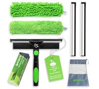 VHAYR Combo Pulisci Vetri | Lavavetri Professionale per Finestre con Doppia Funzione | Tira Acqua per Vetri in Gomma | Pulitore Vetri (25 cm) (Pulivetro - Senza Manico)