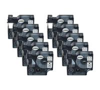 vhbw 10x Cassetta nastro compatibile con Dymo 2000, 5500, 4500, 3500 etichettatrice 7m x 12 mm nero su bianco