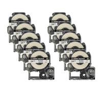 vhbw 10x Cassetta nastro compatibile con Epson LabelWorks LW-1000P, LW-600P, LW-500, LW-400, LW-300 etichettatrice 8m x 24 mm nero su bianco