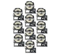 vhbw 10x Cassetta nastro compatibile con Epson LabelWorks LW-700, LW-1000P, LW-600P, LW-500, LW-400 etichettatrice 8m x 12 mm nero su bianco