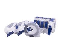 vhbw 10x Cassetta nastro per goffratura 3D compatibile con Dymo 1855, Jet, Junior, 1755, 1765, 1805 etichettatrice 3m x 9 mm bianco su blu