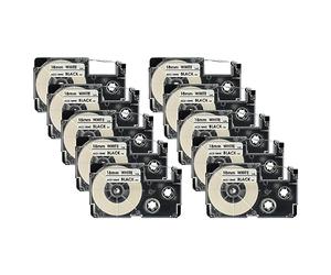 vhbw 10x cassetta nastro sostituisce Casio XR-18WE, XR-18WE1 per etichettatrice 18mm nero su bianco