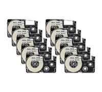 vhbw 10x Cassetta nastro sostituisce Casio XR-18WE, XR-18WE1 per etichettatrice 8m x 18 mm nero su bianco