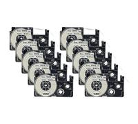 vhbw 10x Cassetta nastro sostituisce Casio XR-6WE1, XR-6WE per etichettatrice 8m x 6 mm nero su bianco