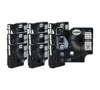vhbw 10x Cassetta nastro sostituisce Dymo 18051 per etichettatrice nero su bianco, cassetta di tubi termoretrattili, 6 mm