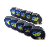 vhbw 10x Cassetta nastro sostituisce Dymo 91202 per etichettatrice 4m x 12 mm nero su giallo