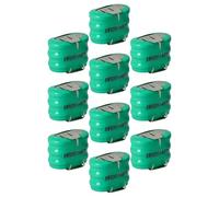 vhbw 10x NiMH Batteria a bottone di ricambio 3 pin tipo 3/V150H 150mAh 3,6V adatta a batterie per modellismo, luci solari ecc.