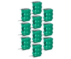 vhbw 10x NiMH Batteria a bottone di ricambio 3 pin tipo 3/V80H 80mAh 3,6V adatta a batterie per modellismo, luci solari ecc.