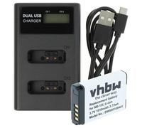 vhbw 1x batteria, 1x caricatore doppio compatibile con Canon Legria Mini X camera