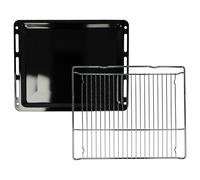 vhbw 1x teglia da forno, 1x griglia (set da 2pz.) per diversi tipi di forni per es. compatibile con Bosch, Neff, Siemens - 45,5 x 36,1/37,5 x 3 cm