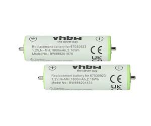 vhbw 2x batteria compatibile con Braun Series 1, Series 3, SmartControl rasoio, tagliacapelli (1800mAh, 1,2V, NiMH)