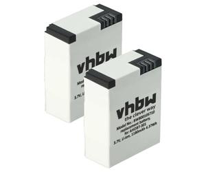 vhbw 2x batteria compatibile con GoPro Hero 3 III White Edition, 3 III Silver Edition videocamera camcorder (1180mAh, 3,7V, Li-Poly)