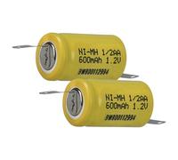vhbw 2x batteria sostituisce 1/2AA per modellismo (600mAh, 1,2V, NiMH, verde, con contatti a saldare (Z))