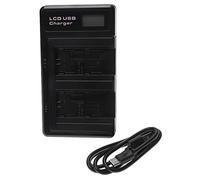 vhbw 2x caricatore duale compatibile con Canon Legria HF R38, HF R37, HF R47, HF R46, HF R406 camera camcorder - Stazione di carica con display