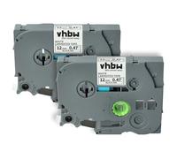 vhbw 2x Cassetta nastro compatibile con Brother PT E110, E100B, E300, E115, E105, E200, E100VP etichettatrice 8m x 12 mm nero su bianco