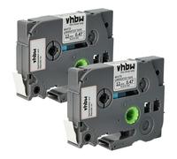 vhbw 2x Cassetta nastro compatibile con Brother PT H100, H100LB, H100L, H100R, H100P etichettatrice 4m x 12 mm nero su bianco, laminato
