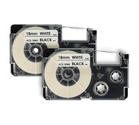 vhbw 2x Cassetta nastro compatibile con Casio KL-200, KL-130, KL-100E, KL-120, KL-1500, CW-L300 etichettatrice 8m x 18 mm nero su bianco