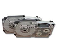 vhbw 2x Cassetta nastro compatibile con Casio KL-C500, KL-8200, KL-P1000, KL-HD1, KL-G2 etichettatrice 8m x 6 mm nero su bianco