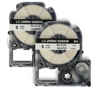 vhbw 2x cassetta nastro sostituisce Epson LC-2WBN, SS6KW per etichettatrice 6 mm nero su bianco