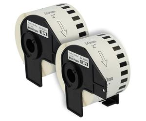 vhbw 2x rotolo etichette con supporto 50mm x 30,48m (1 etichetta) compatibile con Brother PT QL-1100 Series, QL-1110 etichettatrice - premium bianco