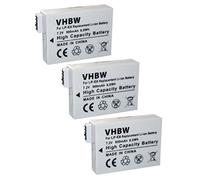vhbw 3x batteria compatibile con Canon EOS 550, 550D, 600, 600D, 650, 650D, 700D, Kiss X4 fotocamera digitale DSLR (900mAh, 7,2V, Li-Ion)