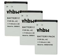 vhbw 3x batteria compatibile con MaxCom MM133BB, MM133, MM132BB, MM136, MM132, MM105DS, MM105, M55 smartphone cellulare (900mAh, 3,7V, Li-Ion)