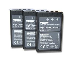 vhbw 3x batteria compatibile con Olympus D-SLR E400, E-620, E-410, E-420, E-450, E-600, E-400 fotocamera (900mAh, 7,2V, Li-Ion)