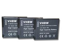 vhbw 3x batteria compatibile con Panasonic Lumix DMC-F5P, DMC-F5S, DMC-F5K, DMC-FH10K, DMC-FH10, DMC-F5 fotocamera (500mAh, 3,6V, Li-Ion)