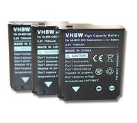 vhbw 3x batteria compatibile con Pentax Optio X90 fotocamera (750mAh, 3,6V, Li-Ion)