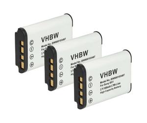 vhbw 3x batteria compatibile con Sony Cybershot DSC-RX100M3, DSC-RX100M5, DSC-RX100M4, DSC-RX100M5A fotocamera (1000mAh, 3,6V, Li-Ion)