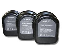 vhbw 3x batteria compatibile con Würth BS12A Power, SP12V (151946-13) utensile elettrico (2000 mAh, NiMH, 12 V)